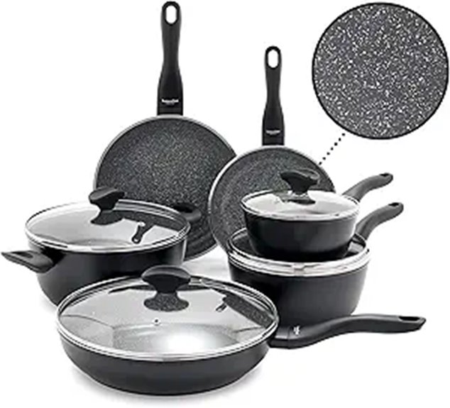 Rigoletto 10-Piece Ceramic Cookware Set Black