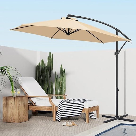 FRUITEAM 10ft Offset Patio Umbrella with Tilt