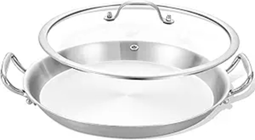 LOLYKITCH 12-Inch Tri-Ply Stainless Steel Paella Pan