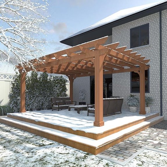 12x14 FT Wooden Pergola with Flat Roof