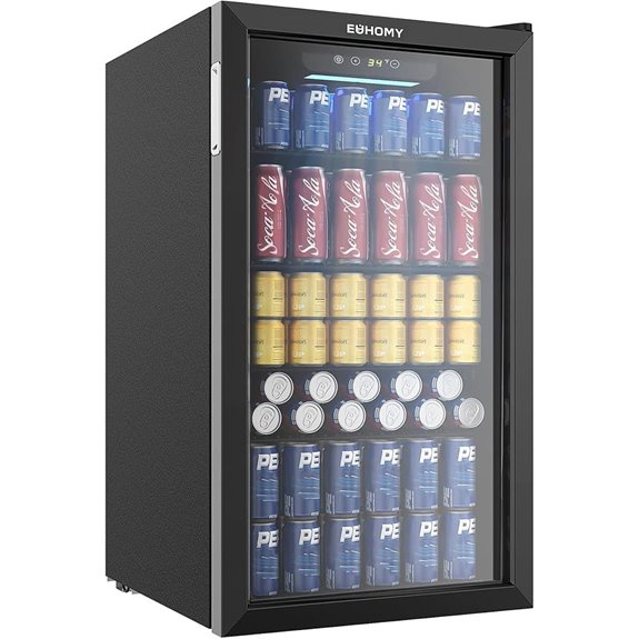 EUHOMY 130 Can Beverage Cooler with Glass Door