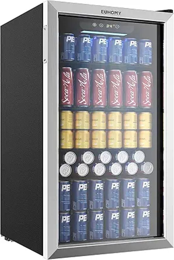 EUHOMY Beverage Cooler 130 Can Mini Fridge with Glass Door