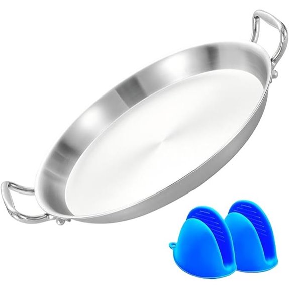 13-Inch Stainless Steel Paella Pan with Detachable Handles