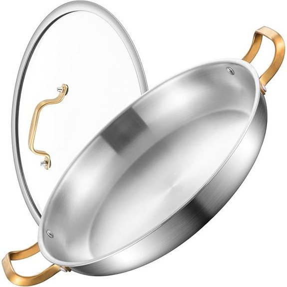 14-Inch Stainless Steel Paella Pan with Lid