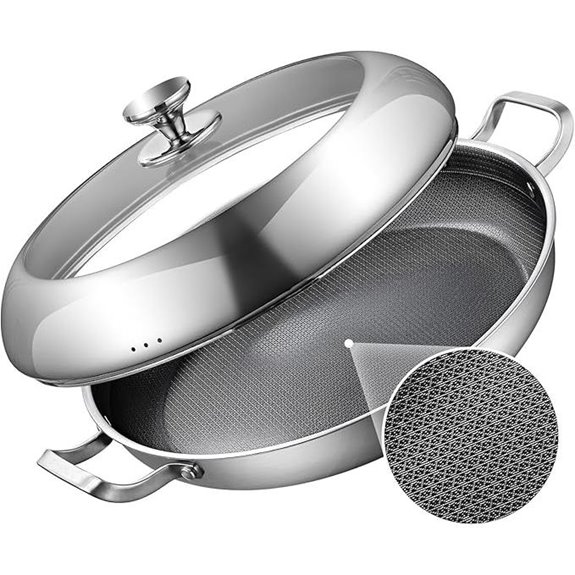 DELARLO 14-Inch Tri-Ply Paella Pan with Lid