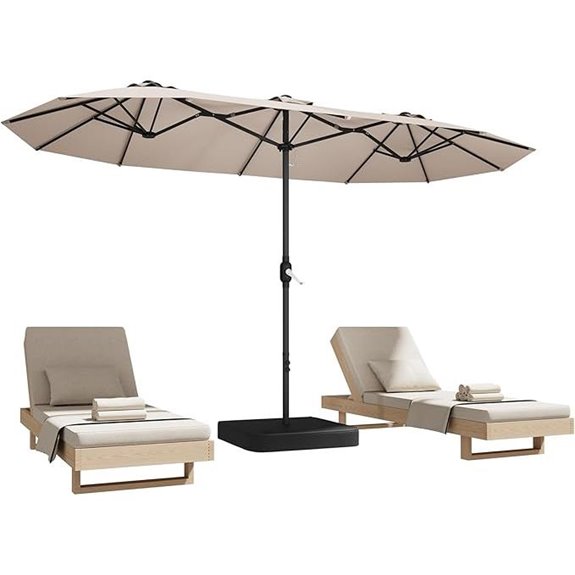 15ft Double-Sided Patio Umbrella with Base