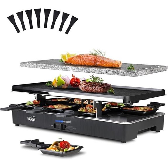 Artestia 1700W 2-in-1 Raclette Grill with Pans