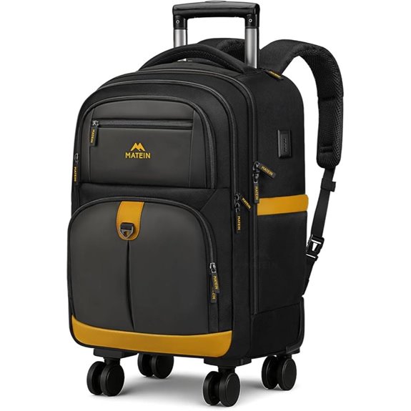 MATEIN 17-Inch Water-Resistant Rolling Backpack with USB