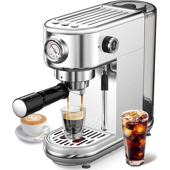 Espresso Machine with Milk Frother 20 Bar Stainless Steel