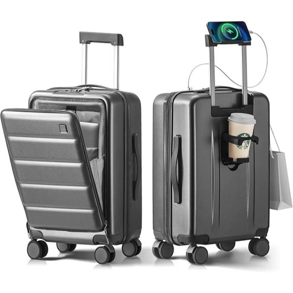 20-In Carry-On Luggage with Spinner Wheels & Lock