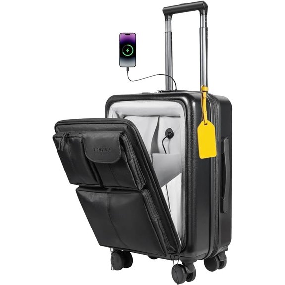 Expandable 20-Inch Spinner Luggage with USB & TSA Lock