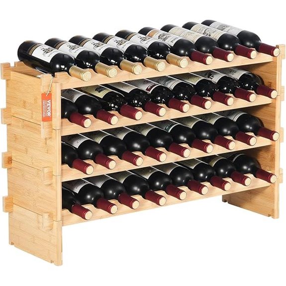 VEVOR 36-Bottle Modular Bamboo Wine Rack