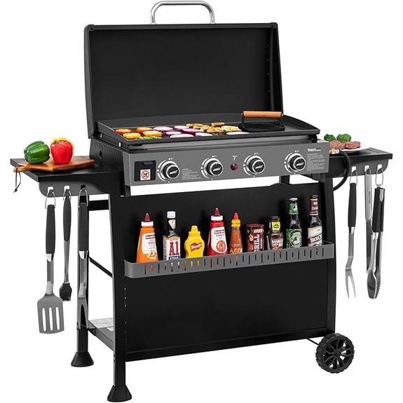 Royal Gourmet 4-Burner Propane Gas Griddle with Cart