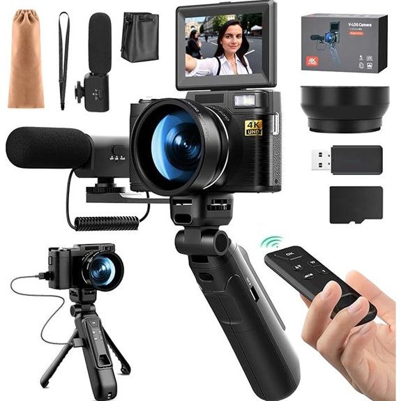 4K Digital Camera Kit with Microphone and Tripod