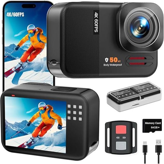 4K WiFi Action Camera with Touch Screen & Mounts