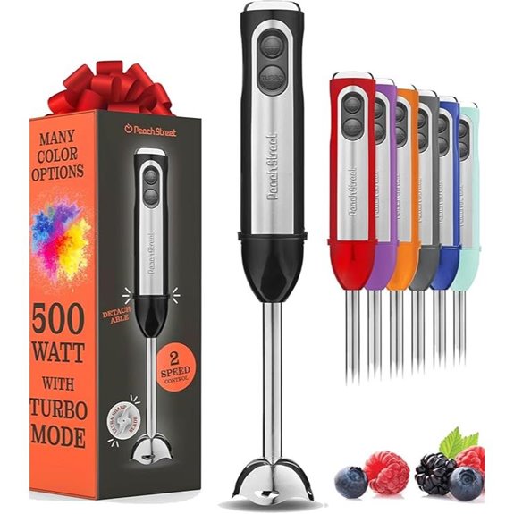 Immersion Hand Blender 500W Turbo Stainless Steel Blades