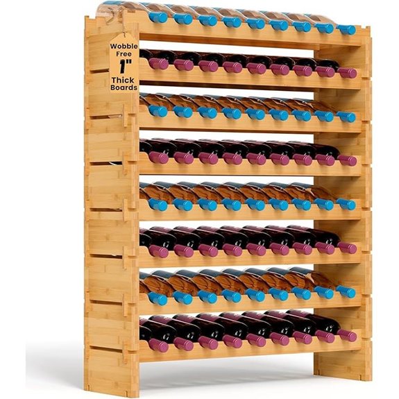 NutriChef 72-Bottle Bamboo Wine Rack with 8 Tiers