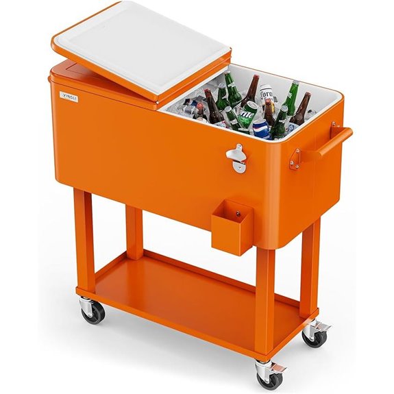 VINGLI 80 Quart Rolling Cooler with Bottle Opener