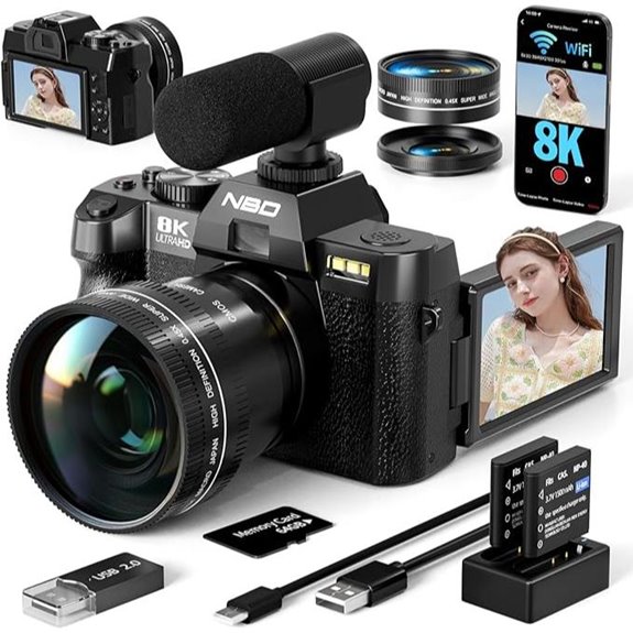 8K Digital Camera with 64MP Zoom & Accessories