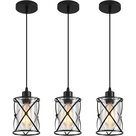Industrial Pendant Light with Glass Shade and Adjustable Height