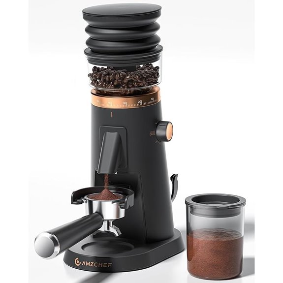 AMZCHEF Coffee Grinder with 75 Settings and Dosing Cup