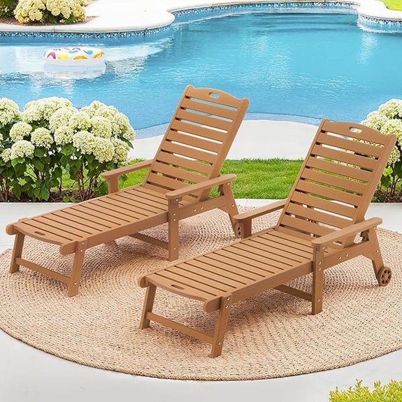 LUE BONA Outdoor Adjustable Poolside Lounge Chairs (2)