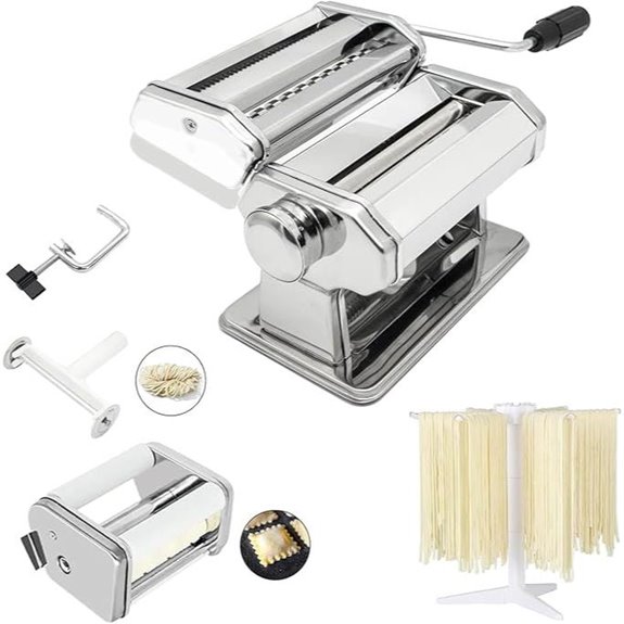 Pasta Maker Machine with Adjustable Thickness and Attachments