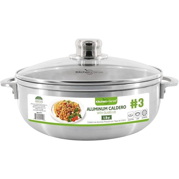 Kitchen Sense Aluminum Caldero Pot with Glass Lid