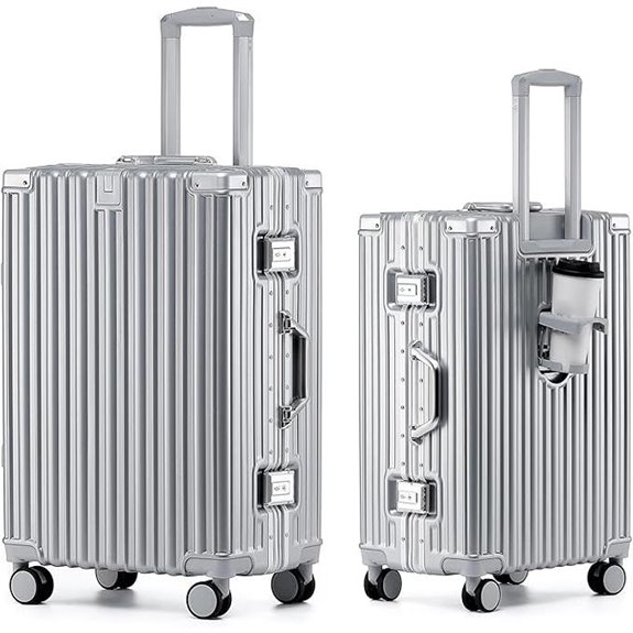 HotWay 26-Inch Aluminum Spinner Luggage with Cup Holder