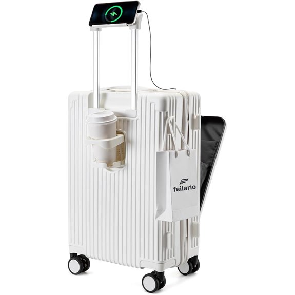 Feilario 20in Aluminum Spinner Luggage with USB Port