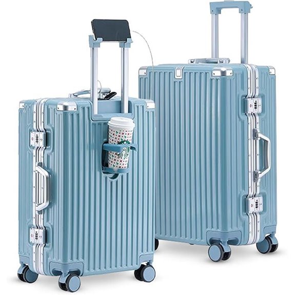 Aluminum Frame Luggage Set with USB & TSA Lock