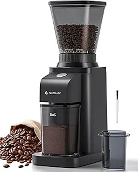 Anti-Static Coffee Grinder with Self-Cleaning Burr