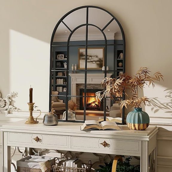 BEAUTYPEAK Arched Wall Mirror with Metal Frame