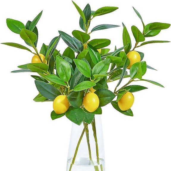 Artificial Lemon Branches (3 Pack) for Vase Decor