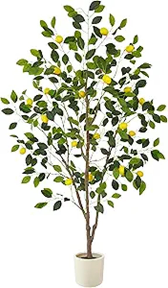 Artificial Lemon Tree in White Planter