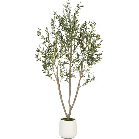 Artificial Olive Tree in Tall White Planter