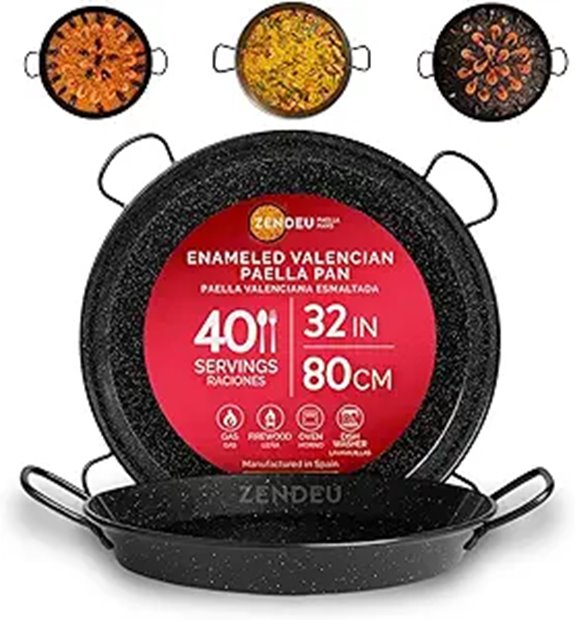 Authentic 32-inch Enameled Paella Pan from Spain