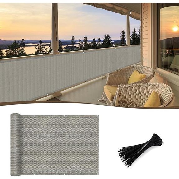 Sunny Guard Balcony Privacy Screen Fence 3'x10' Brown-Grey