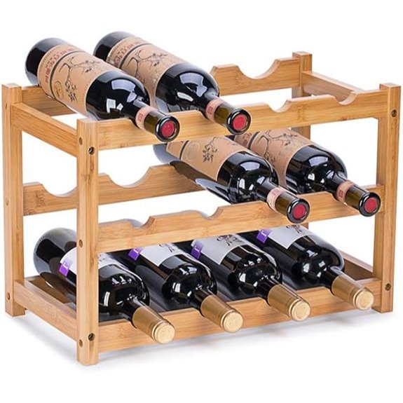 Bamboo 3-Tier Wine Rack for 12 Bottles
