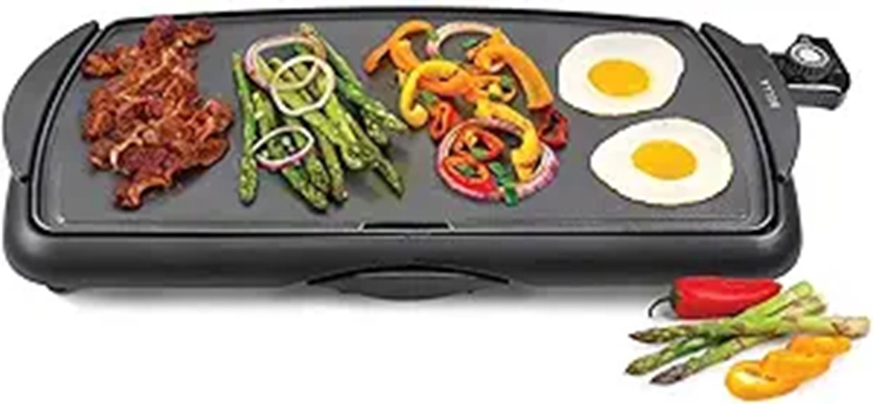 Bella Electric Non-Stick Griddle 10 Eggs 10.5x20 Black
