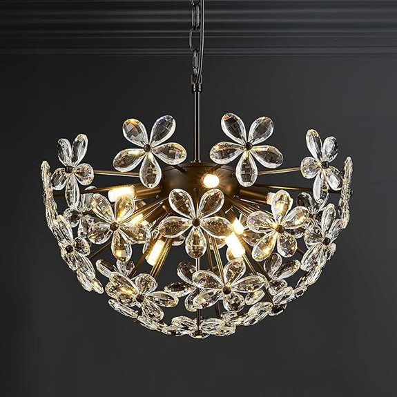 Modern Black Crystal Sputnik Chandelier 7-Light Pendant