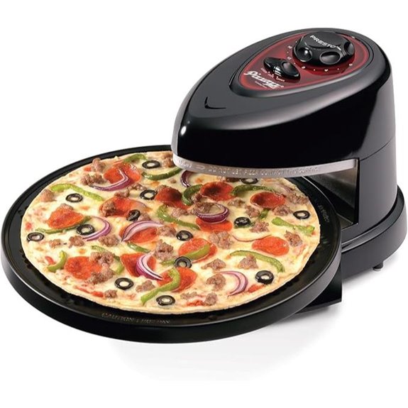 black rotating pizza oven