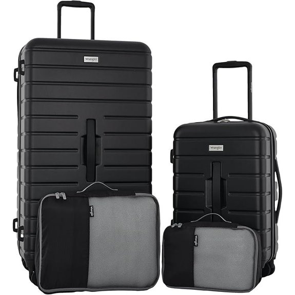 Wrangler Tall Trunk Luggage 4 Piece Set Black