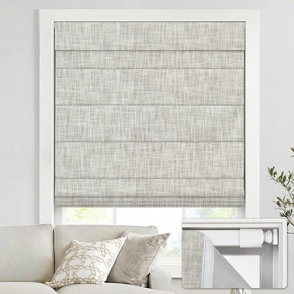 Cordless Roman Shades for Windows Blackout Linen Beige