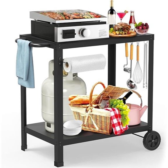 Double-Shelves Outdoor Grill Cart for Blackstone