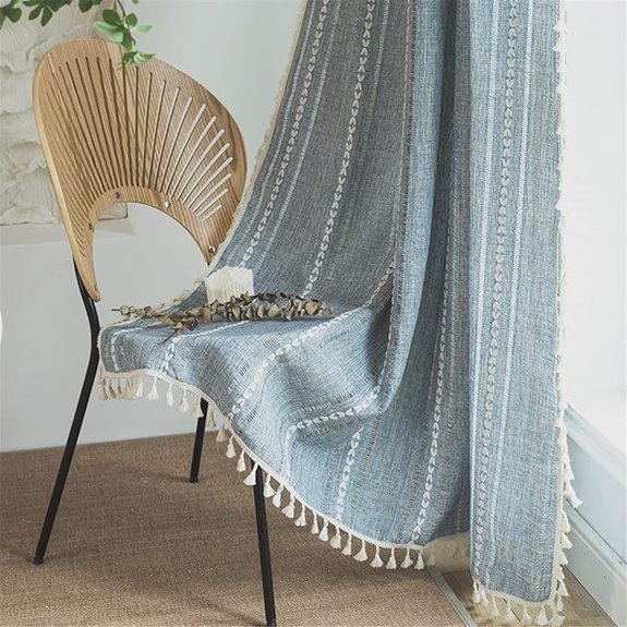 Sutuo Blue Boho Denim Curtains for Living Room