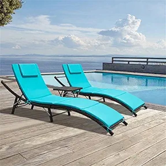 GUNJI Outdoor Lounge Chairs Set with Table (Blue)