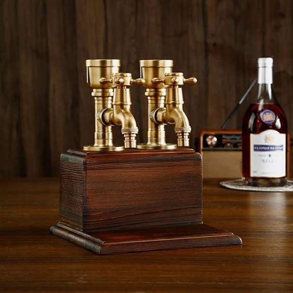 Drink Dispenser with Brass & Wood for Parties