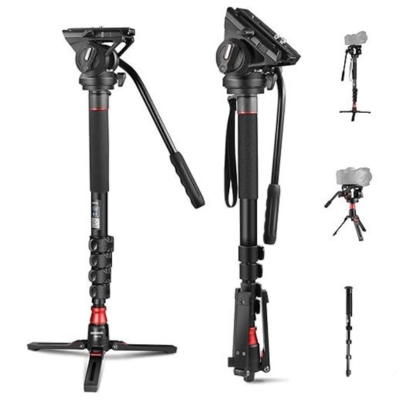 NEEWER Camera Monopod with Fluid Head and Base