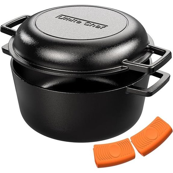Umite Chef 5QT Cast Iron Dutch Oven & Skillet Lid